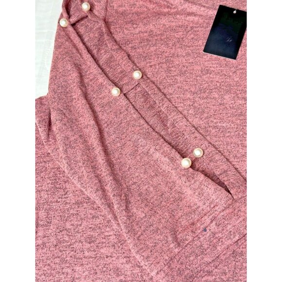 Louise Paris Shirt Sweater Pink Split Sleeve Pearl Accents Womens XL Chic Top - Picture 8 of 12